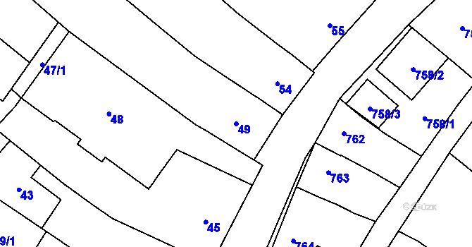 Parcela st. 49 v KÚ Dubňany, Katastrální mapa