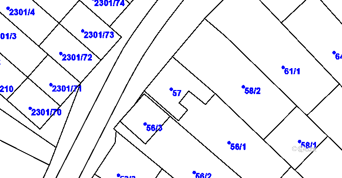 Parcela st. 57 v KÚ Dubňany, Katastrální mapa