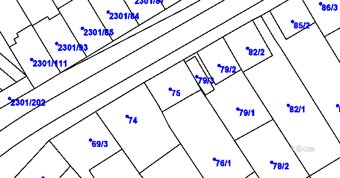 Parcela st. 75 v KÚ Dubňany, Katastrální mapa