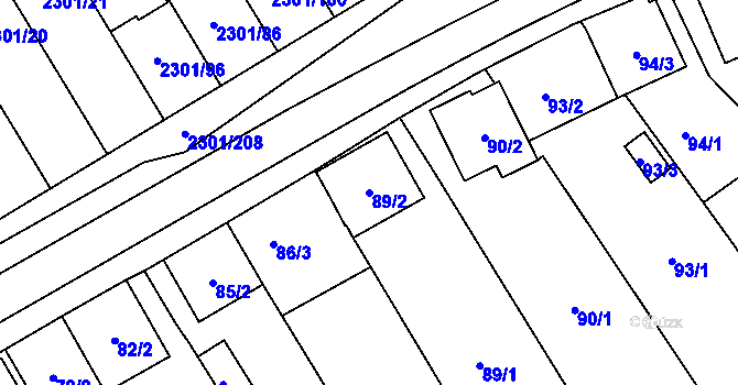 Parcela st. 89/2 v KÚ Dubňany, Katastrální mapa