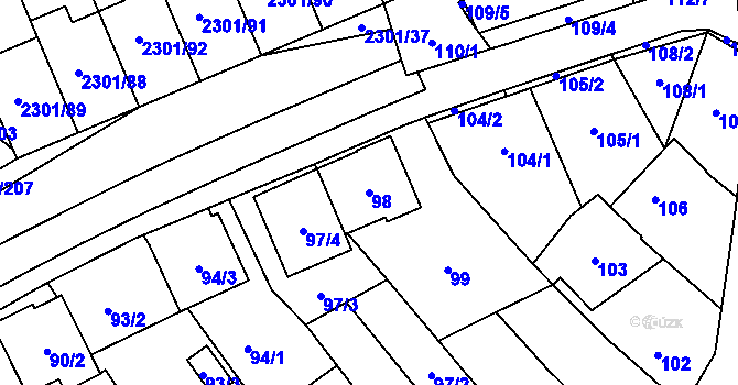 Parcela st. 98 v KÚ Dubňany, Katastrální mapa