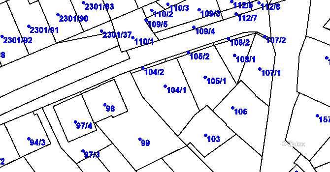 Parcela st. 104/1 v KÚ Dubňany, Katastrální mapa