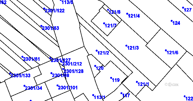 Parcela st. 121/2 v KÚ Dubňany, Katastrální mapa