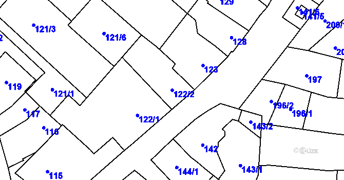 Parcela st. 122/2 v KÚ Dubňany, Katastrální mapa