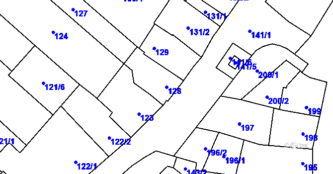 Parcela st. 128 v KÚ Dubňany, Katastrální mapa