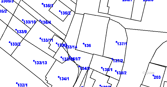 Parcela st. 136 v KÚ Dubňany, Katastrální mapa
