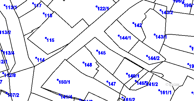 Parcela st. 145 v KÚ Dubňany, Katastrální mapa