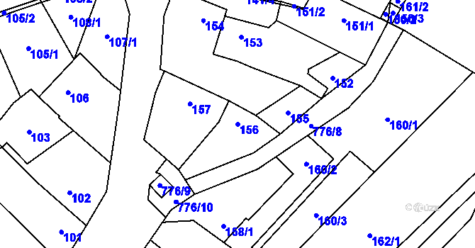 Parcela st. 156 v KÚ Dubňany, Katastrální mapa