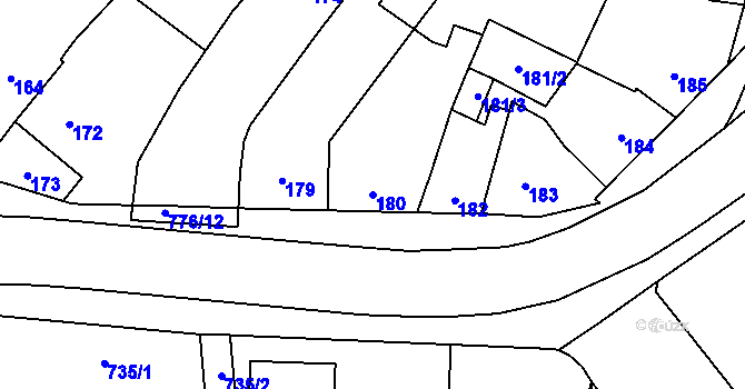 Parcela st. 180 v KÚ Dubňany, Katastrální mapa