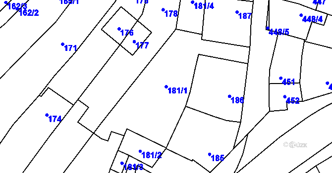 Parcela st. 181/1 v KÚ Dubňany, Katastrální mapa