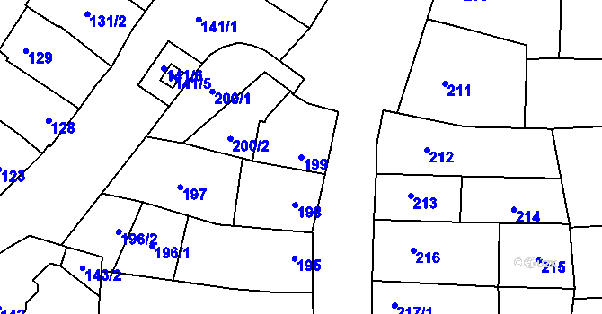 Parcela st. 199 v KÚ Dubňany, Katastrální mapa
