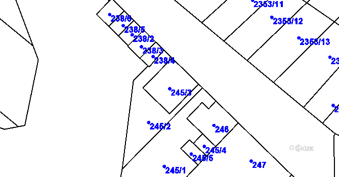 Parcela st. 245/3 v KÚ Dubňany, Katastrální mapa