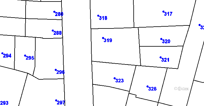 Parcela st. 322 v KÚ Dubňany, Katastrální mapa