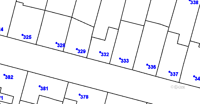 Parcela st. 332 v KÚ Dubňany, Katastrální mapa