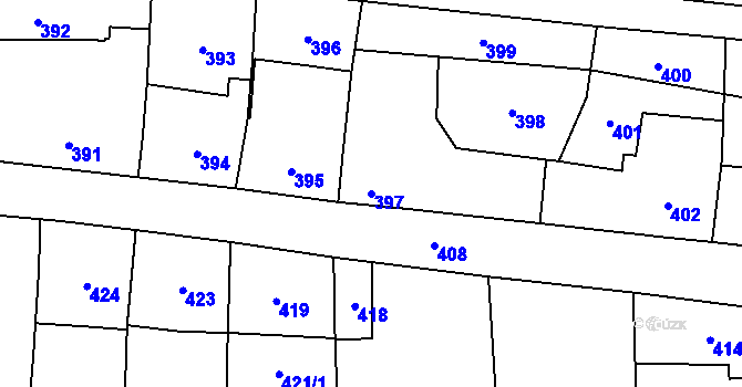 Parcela st. 397 v KÚ Dubňany, Katastrální mapa