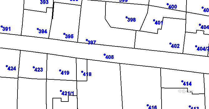 Parcela st. 408 v KÚ Dubňany, Katastrální mapa