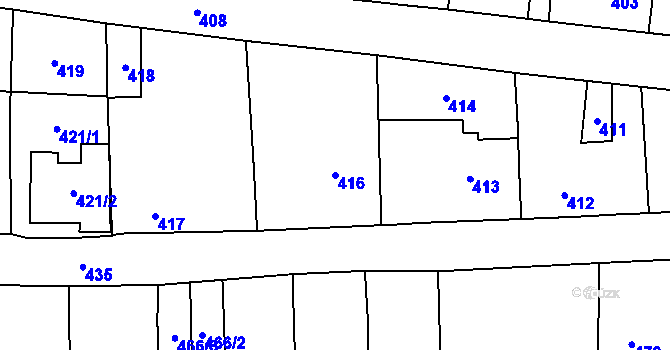 Parcela st. 416 v KÚ Dubňany, Katastrální mapa