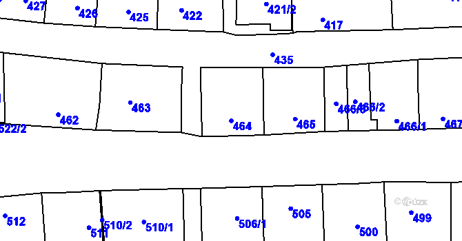 Parcela st. 464 v KÚ Dubňany, Katastrální mapa
