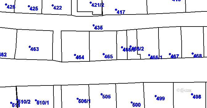 Parcela st. 465 v KÚ Dubňany, Katastrální mapa