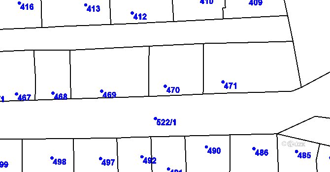 Parcela st. 470 v KÚ Dubňany, Katastrální mapa