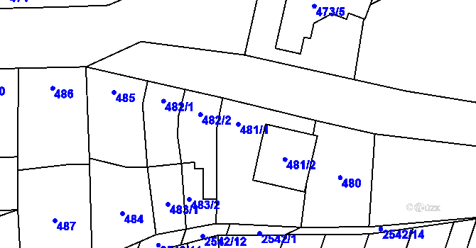 Parcela st. 481/1 v KÚ Dubňany, Katastrální mapa
