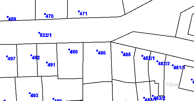 Parcela st. 486 v KÚ Dubňany, Katastrální mapa