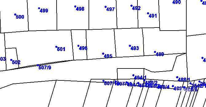 Parcela st. 495 v KÚ Dubňany, Katastrální mapa