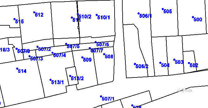 Parcela st. 508 v KÚ Dubňany, Katastrální mapa