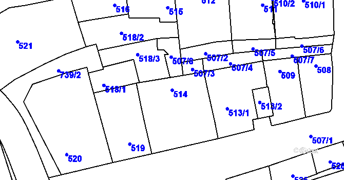Parcela st. 514 v KÚ Dubňany, Katastrální mapa
