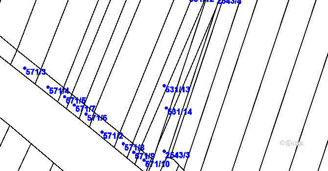 Parcela st. 531/13 v KÚ Dubňany, Katastrální mapa