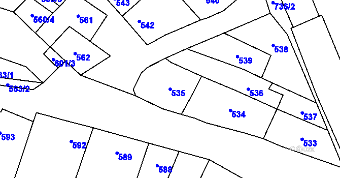 Parcela st. 535 v KÚ Dubňany, Katastrální mapa