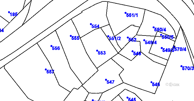 Parcela st. 553 v KÚ Dubňany, Katastrální mapa