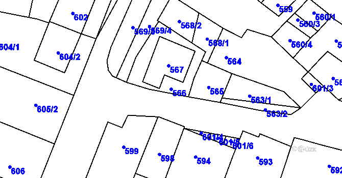 Parcela st. 566 v KÚ Dubňany, Katastrální mapa
