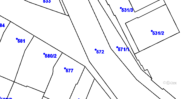 Parcela st. 572 v KÚ Dubňany, Katastrální mapa