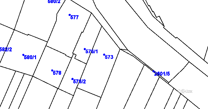 Parcela st. 573 v KÚ Dubňany, Katastrální mapa