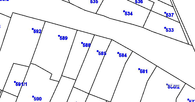 Parcela st. 585 v KÚ Dubňany, Katastrální mapa