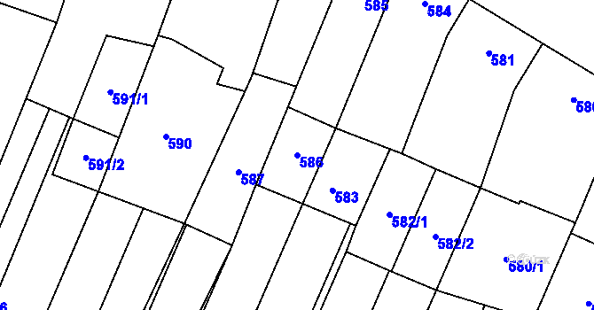 Parcela st. 586 v KÚ Dubňany, Katastrální mapa