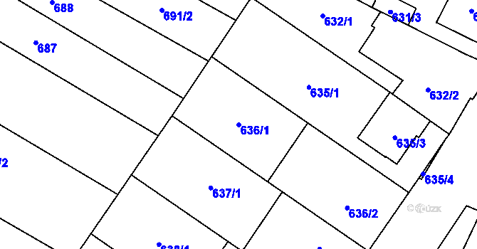 Parcela st. 636/1 v KÚ Dubňany, Katastrální mapa