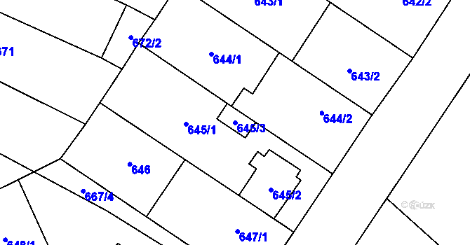 Parcela st. 645/3 v KÚ Dubňany, Katastrální mapa
