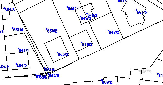 Parcela st. 649/2 v KÚ Dubňany, Katastrální mapa