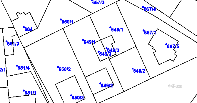 Parcela st. 649/3 v KÚ Dubňany, Katastrální mapa