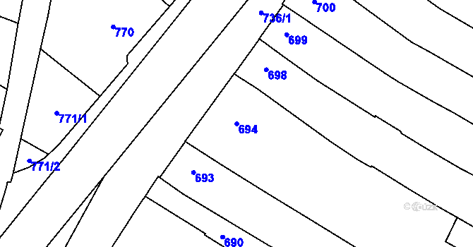 Parcela st. 694 v KÚ Dubňany, Katastrální mapa