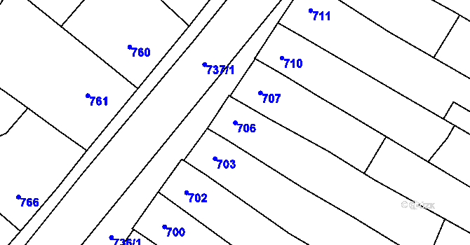 Parcela st. 706 v KÚ Dubňany, Katastrální mapa