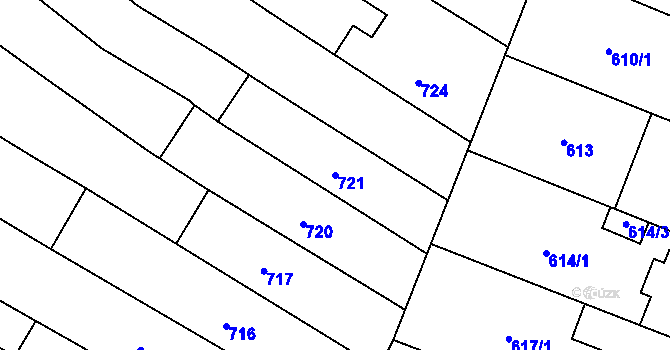Parcela st. 721 v KÚ Dubňany, Katastrální mapa