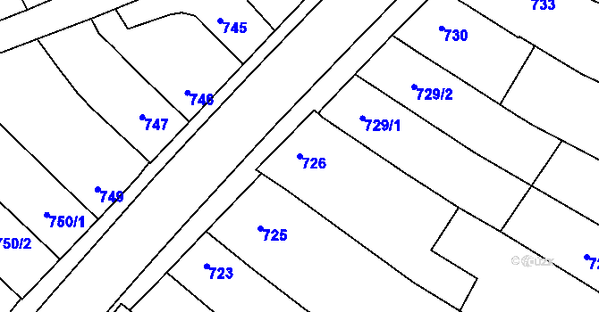 Parcela st. 726 v KÚ Dubňany, Katastrální mapa