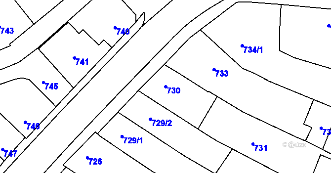 Parcela st. 730 v KÚ Dubňany, Katastrální mapa