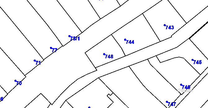 Parcela st. 748 v KÚ Dubňany, Katastrální mapa