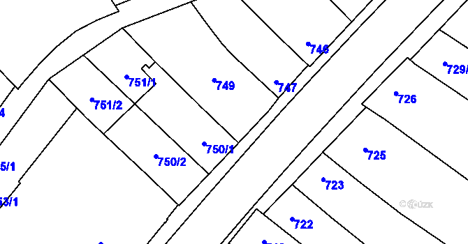 Parcela st. 749 v KÚ Dubňany, Katastrální mapa