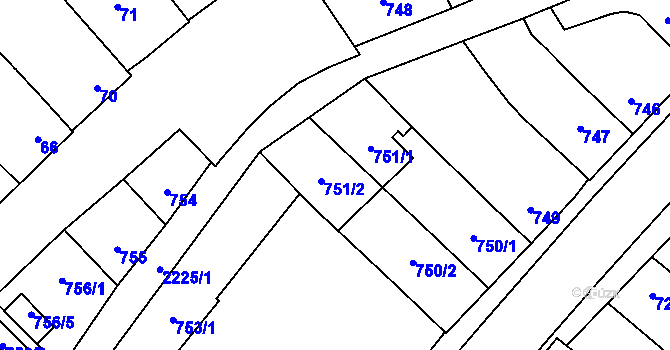 Parcela st. 751 v KÚ Dubňany, Katastrální mapa