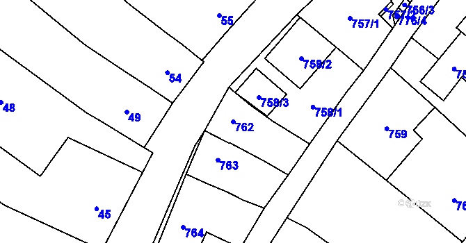 Parcela st. 762 v KÚ Dubňany, Katastrální mapa